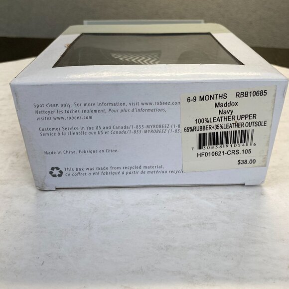 Robeez First Kicks‎ Maddox Navy Leather Boot Size 6-9 Months Zipper,Baby, New - Picture 6 of 16